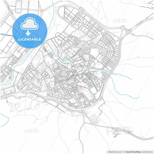 Guadalajara, Spain, city map with high resolution roads.