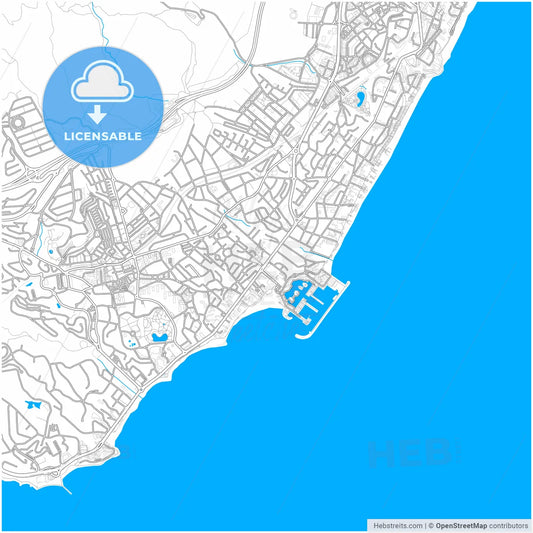 Benalmádena, Málaga, Spain, city map with high resolution roads.