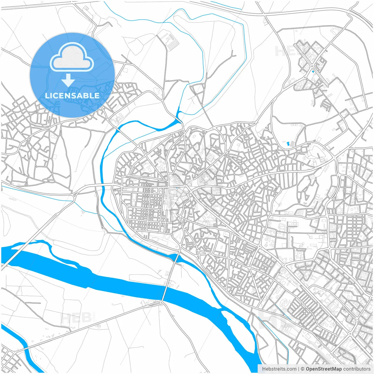 Edirne, Edirne, Turkey, city map with high resolution roads.