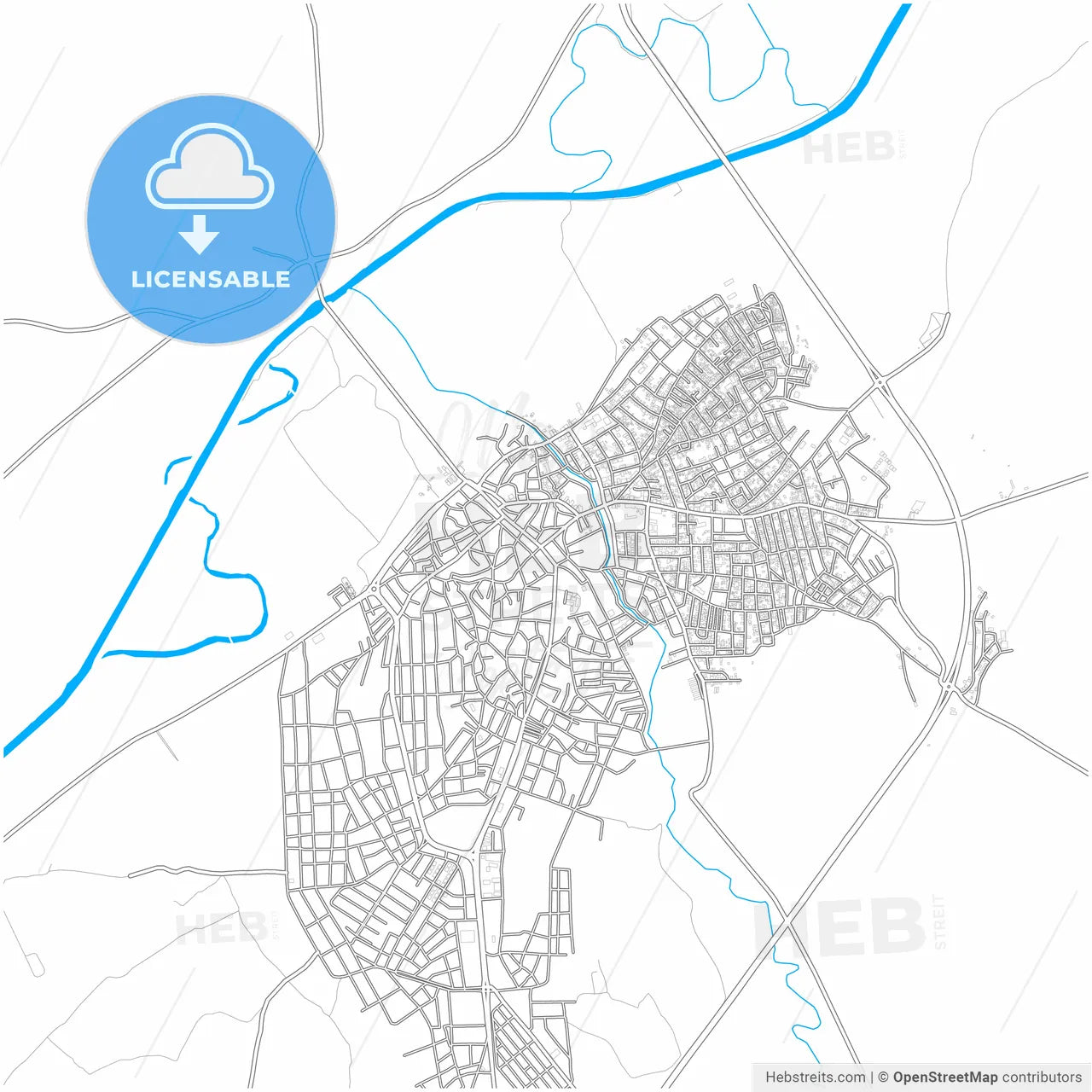 Uzunköprü, Edirne, Turkey, city map with high resolution roads.