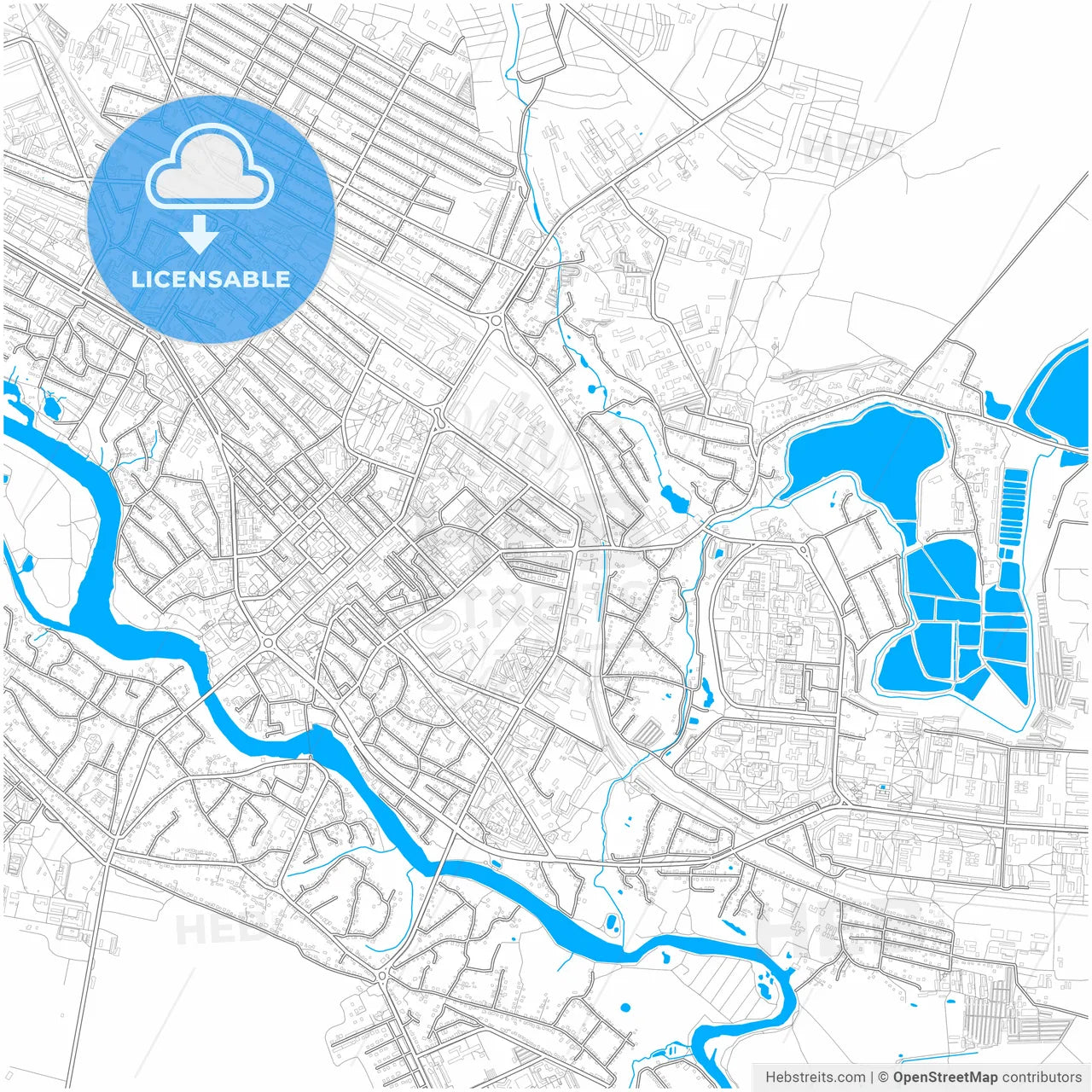 Bila Tserkva, Kyiv Oblast, Ukraine, city map with high resolution roads.