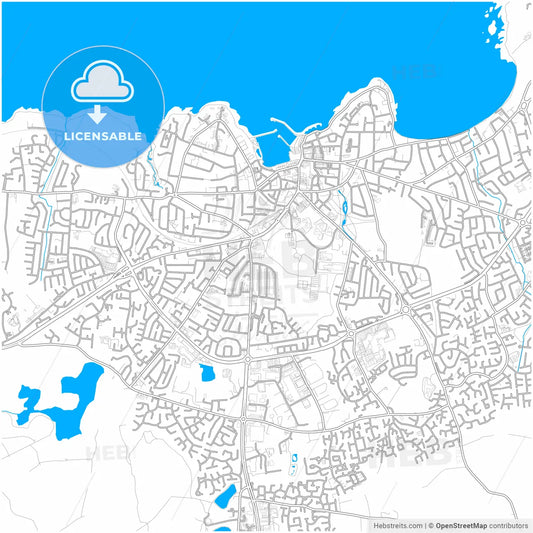 Bangor, Down, Northern Ireland, city map with high resolution roads.