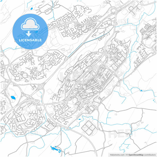 Cumbernauld, North Lanarkshire, Scotland, city map with high resolution roads.