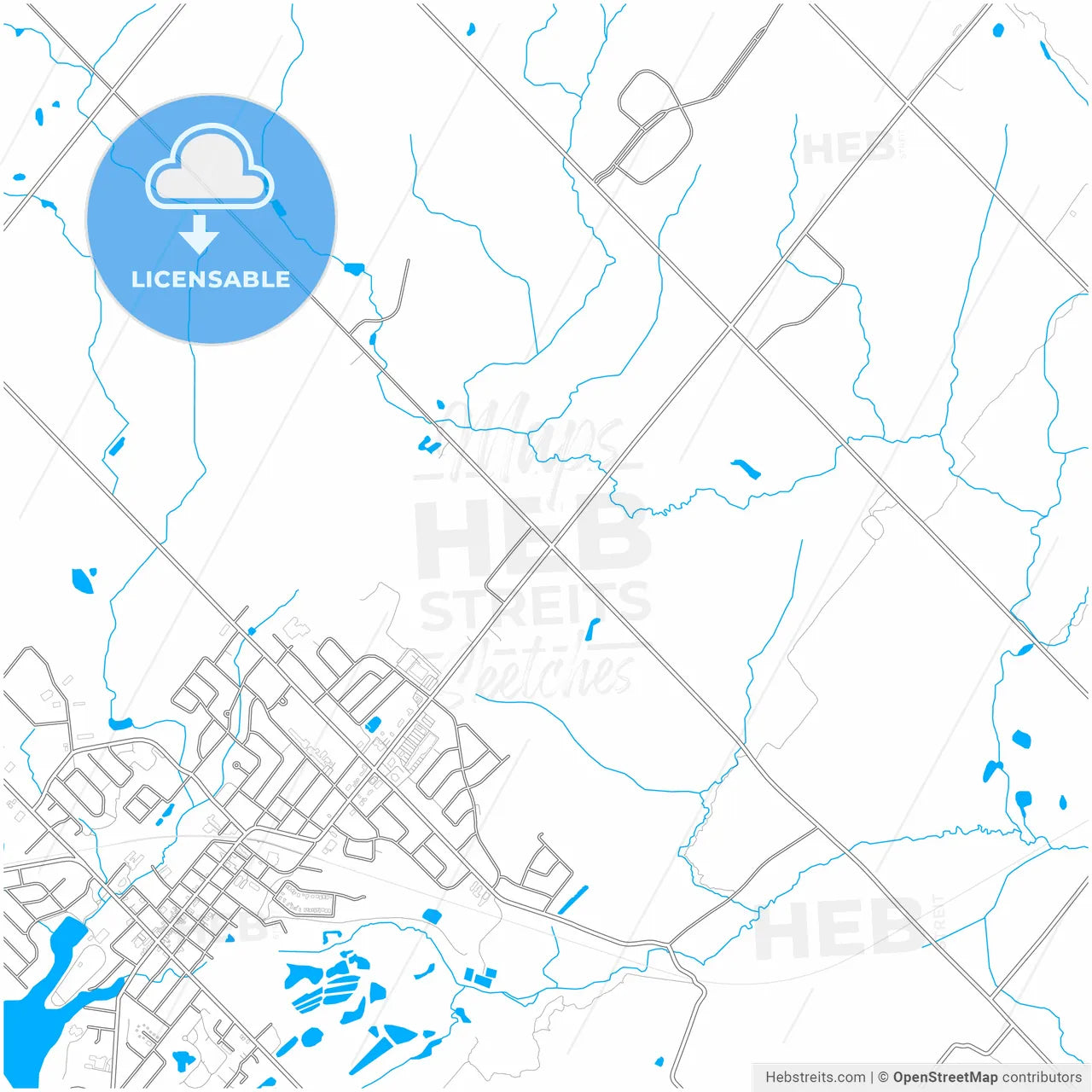 Halton Hills, Ontario, Canada, city map with high resolution roads.