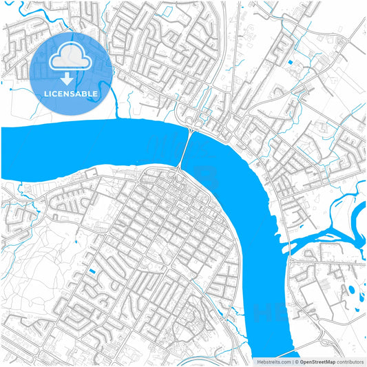 Fredericton, New Brunswick, Canada, city map with high resolution roads.