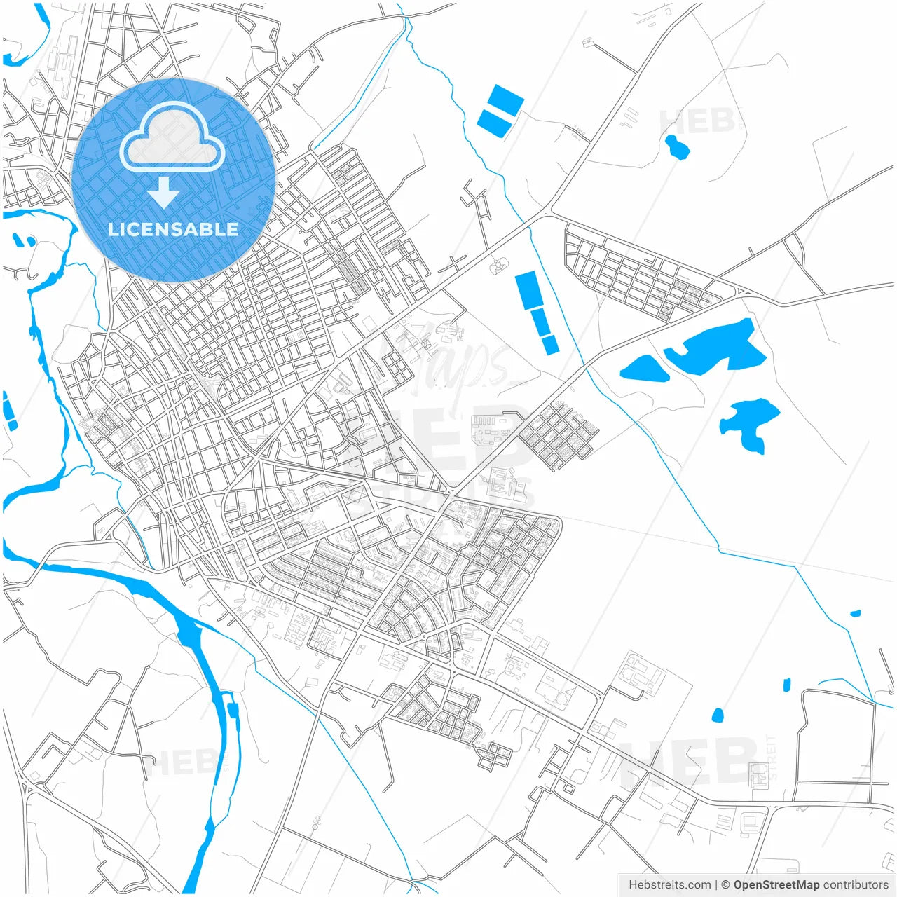 Bayamo, Granma, Cuba, city map with high resolution roads.