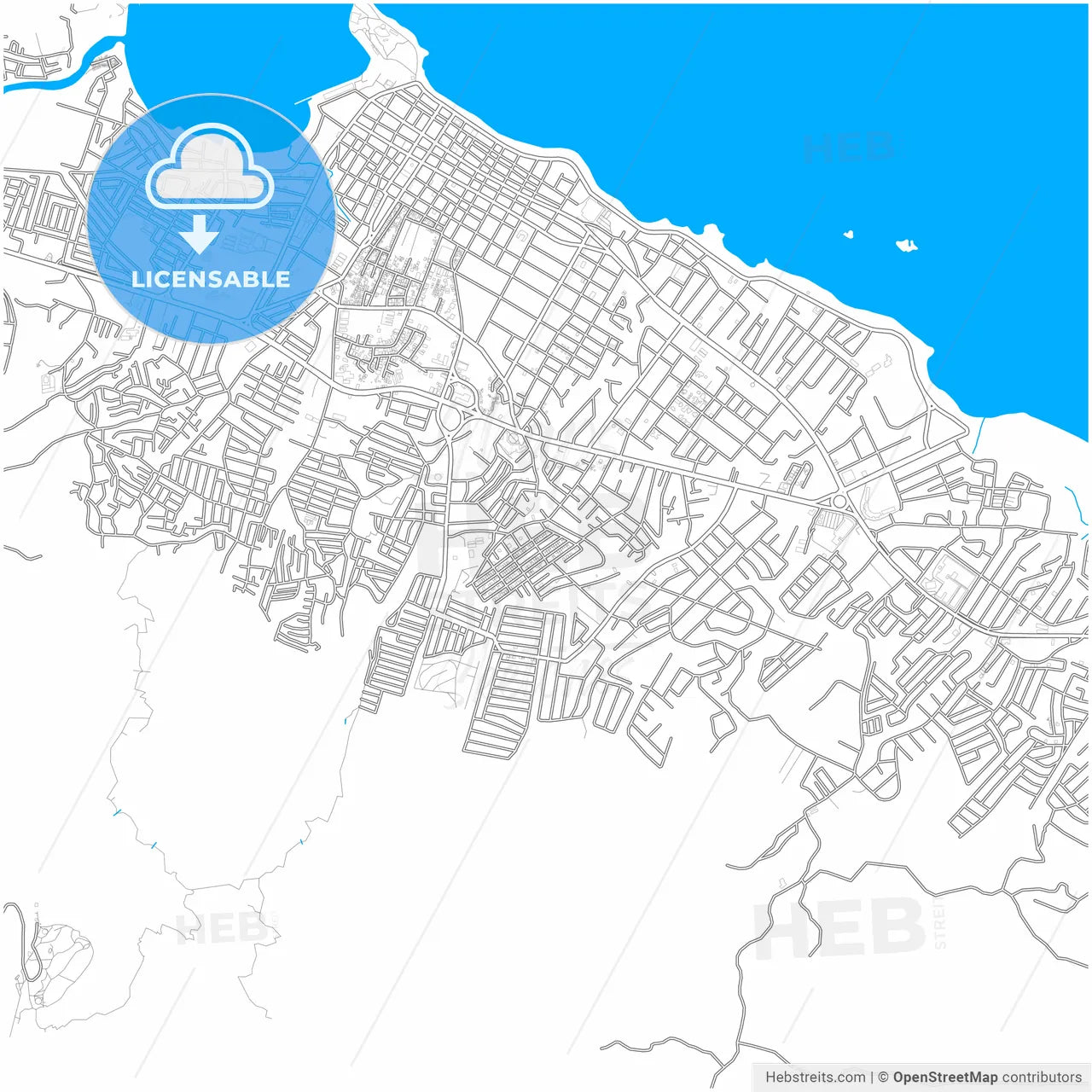 Puerto Plata, Puerto Plata, Dominican Republic, city map with high resolution roads.