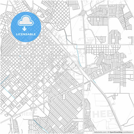 Delicias, Chihuahua, Mexico, city map with high resolution roads.