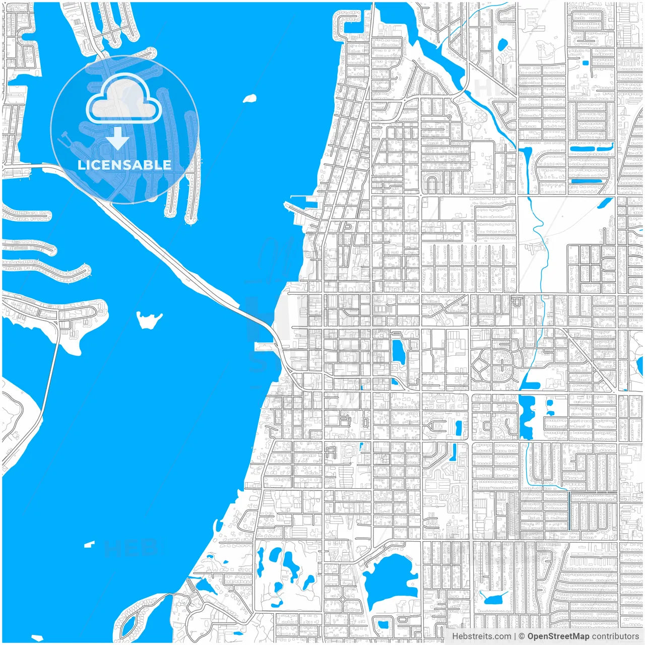 Clearwater, Florida, United States, city map with high resolution roads.