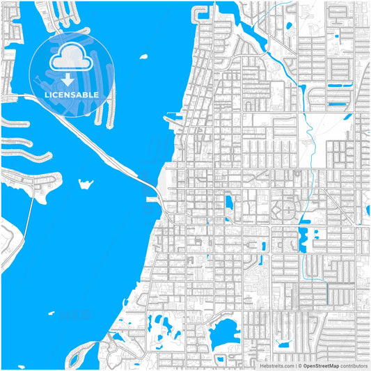 Clearwater, Florida, United States, city map with high resolution roads.