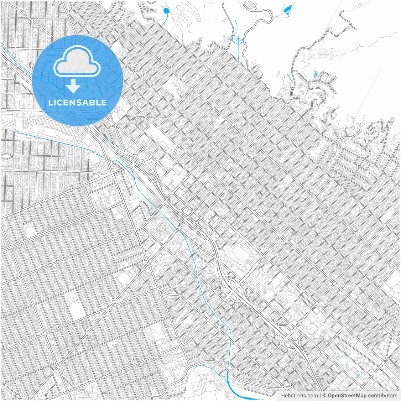 Burbank, California, United States, city map with high resolution roads.