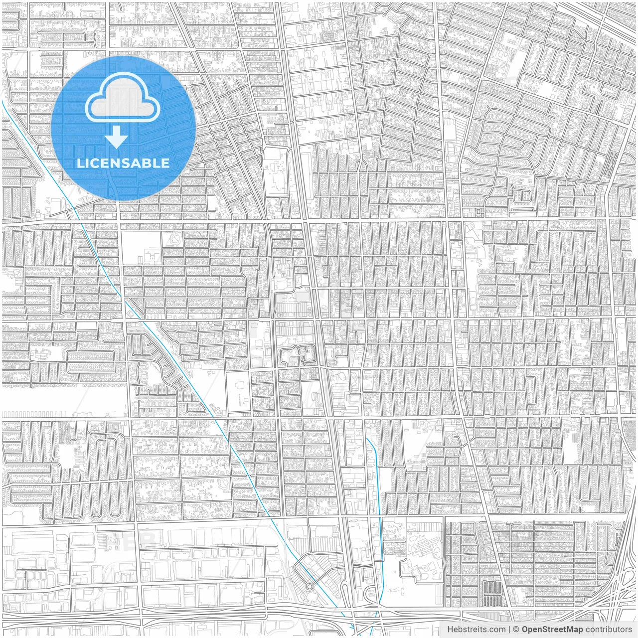 Compton, California, United States, city map with high resolution roads.