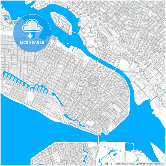 Alameda, California, United States, city map with high resolution roads.