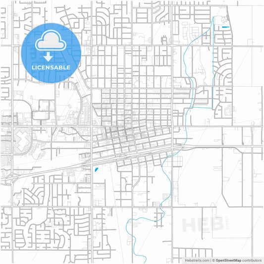 Hanford, California, United States, city map with high resolution roads.