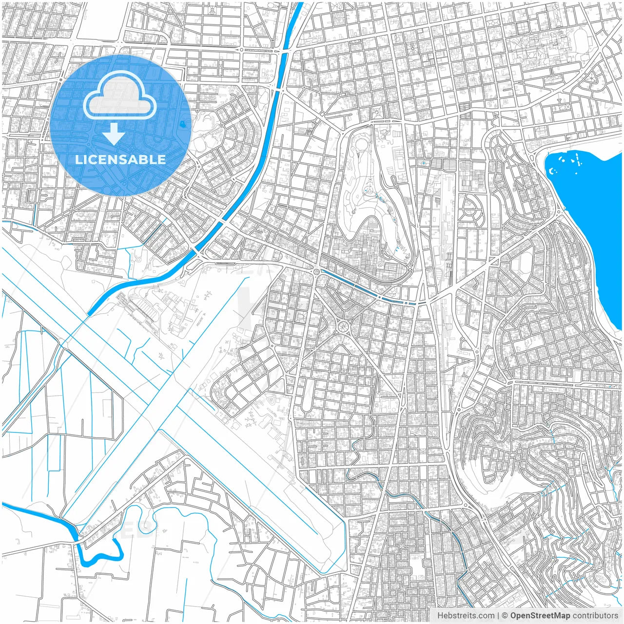Cochabamba, Bolivia, city map with high resolution roads.