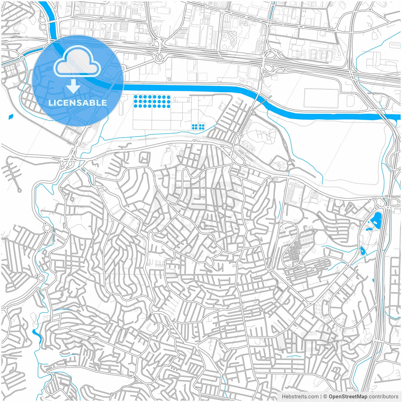 Carapicuiba, Brazil, city map with high resolution roads.