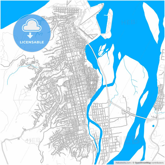 Esmeraldas, Ecuador, city map with high resolution roads.