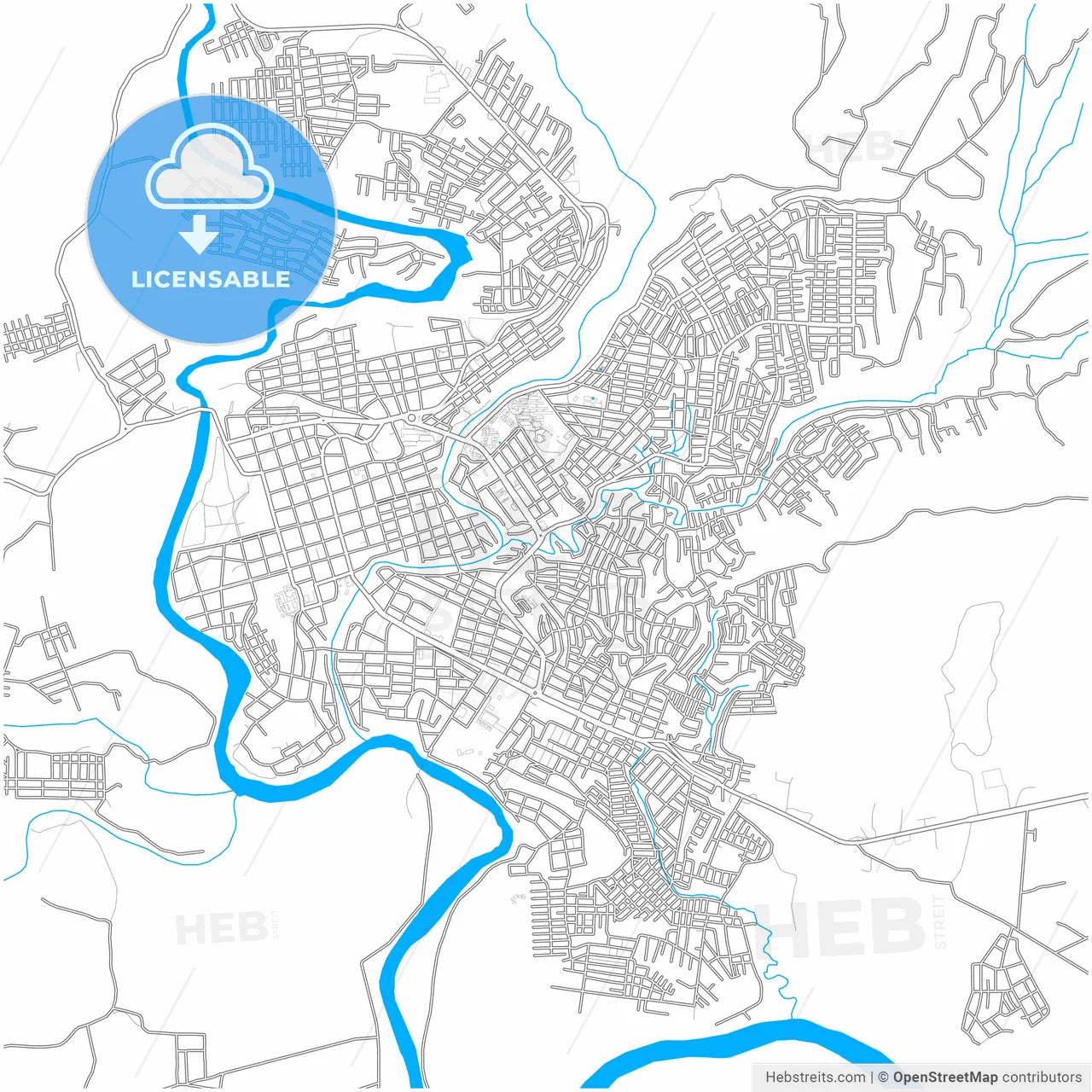 Florencia, Colombia, city map with high resolution roads.