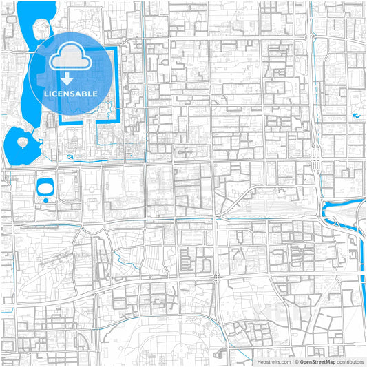 Beijing, China, city map with high resolution roads.