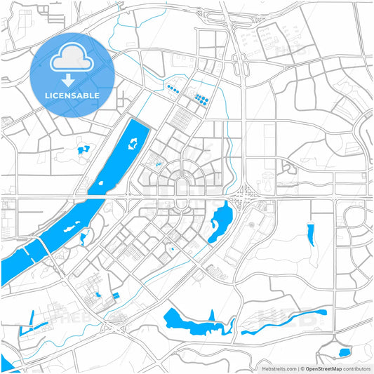 Nanning, Guangxi, China, city map with high resolution roads.