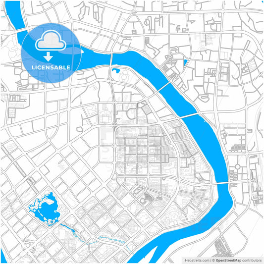 Ganzhou, Jiangxi, China, city map with high resolution roads.