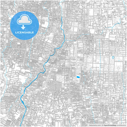 Denpasar, Bali, Indonesia, city map with high resolution roads.