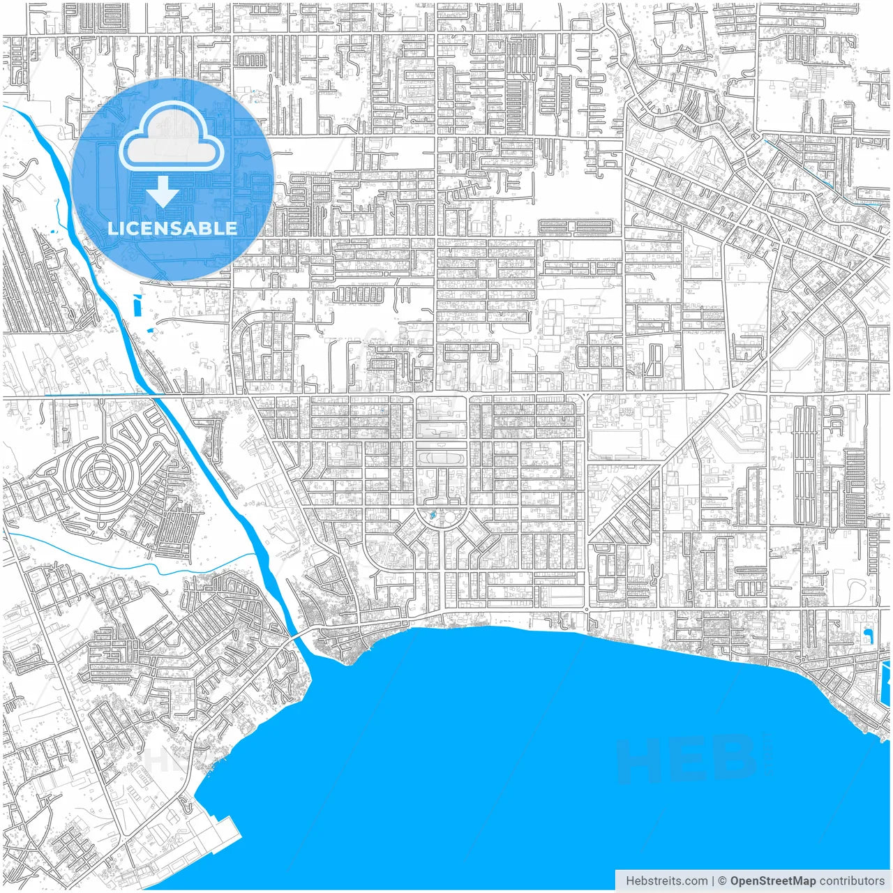 General Santos, South Cotabato, Philippines, city map with high resolution roads.