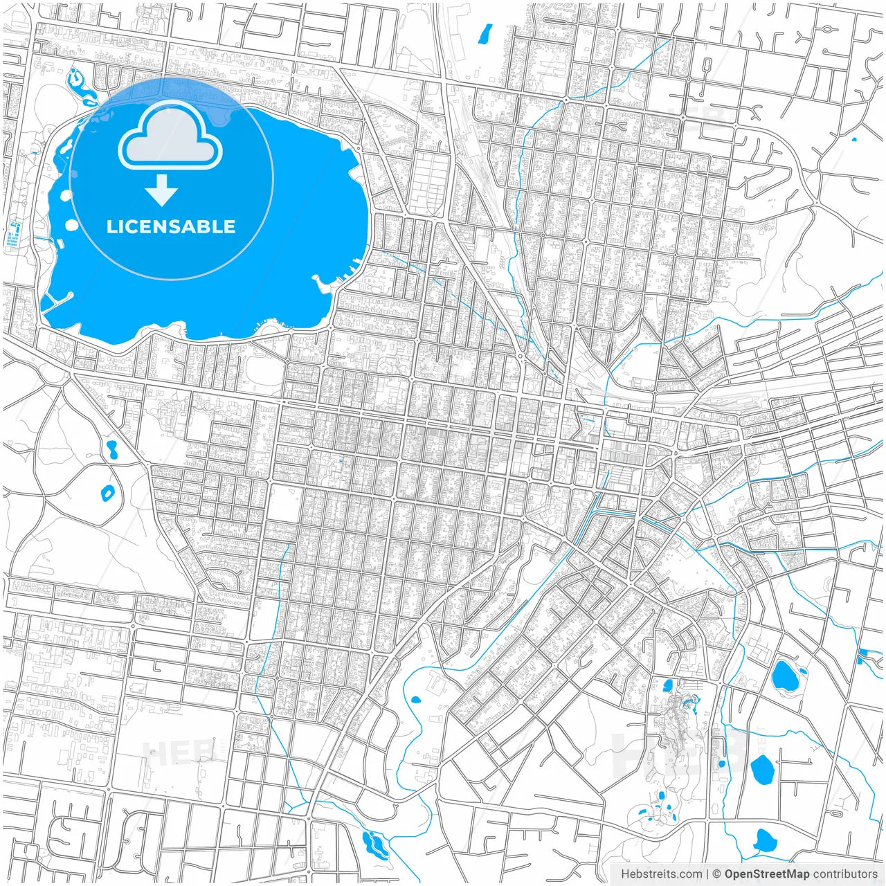 Ballarat, Victoria, Australia, city map with high resolution roads.