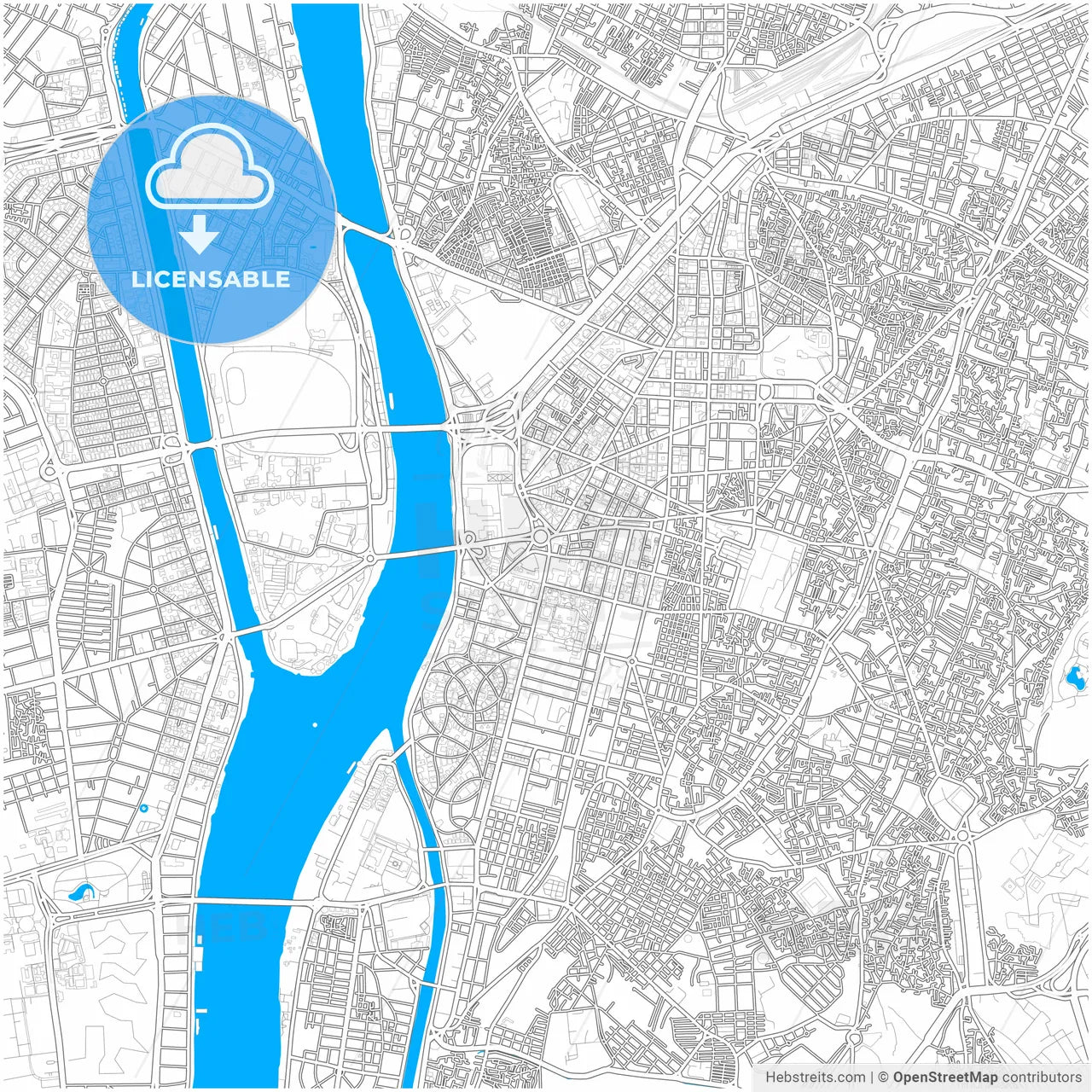Cairo, Egypt, city map with high resolution roads.