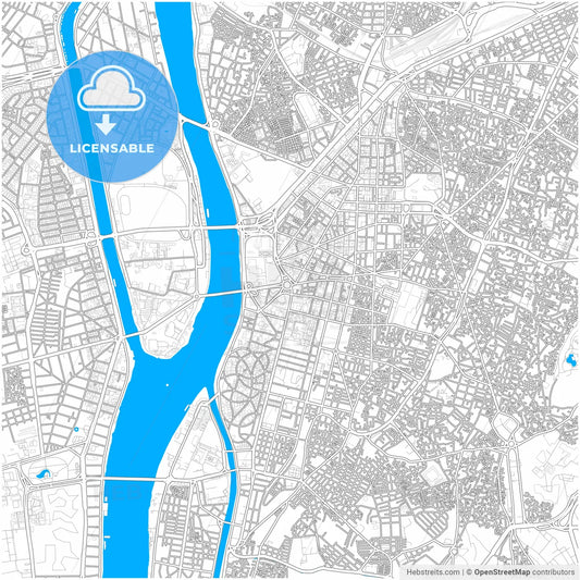 Cairo, Egypt, city map with high resolution roads.
