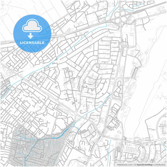 Accra, Ghana, city map with high resolution roads.