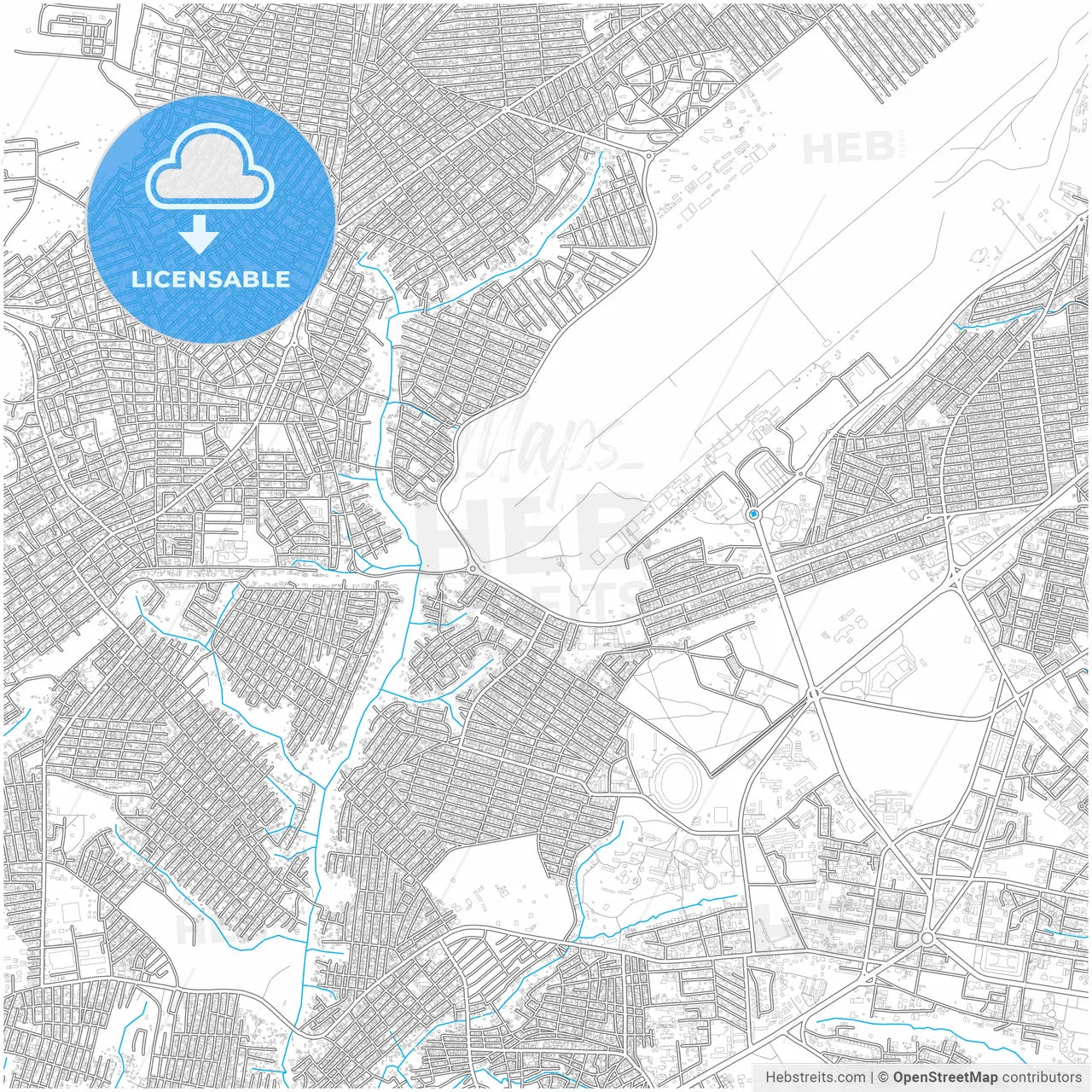 Brazzaville, Republic Of The Congo, city map with high resolution roads.