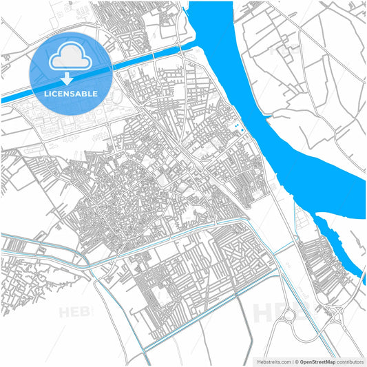 Asyut, Egypt, city map with high resolution roads.