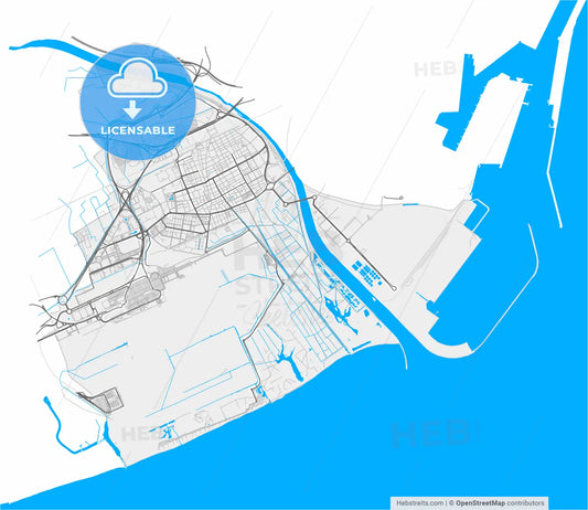 El Prat de Llobregat, Barcelona, Spain, high resolution vector map - Instant download PDF and JPG