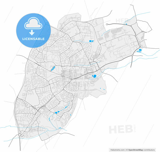 Corby, East Midlands, England, high resolution vector map - Instant download PDF and JPG
