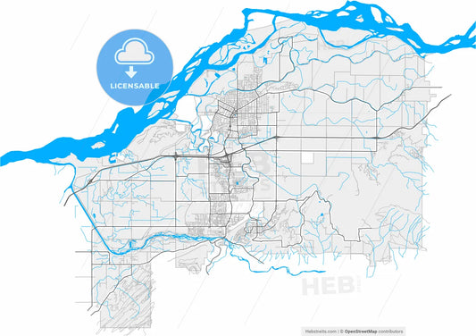 Chilliwack, British Columbia, Canada, high resolution vector map - Instant download PDF and JPG