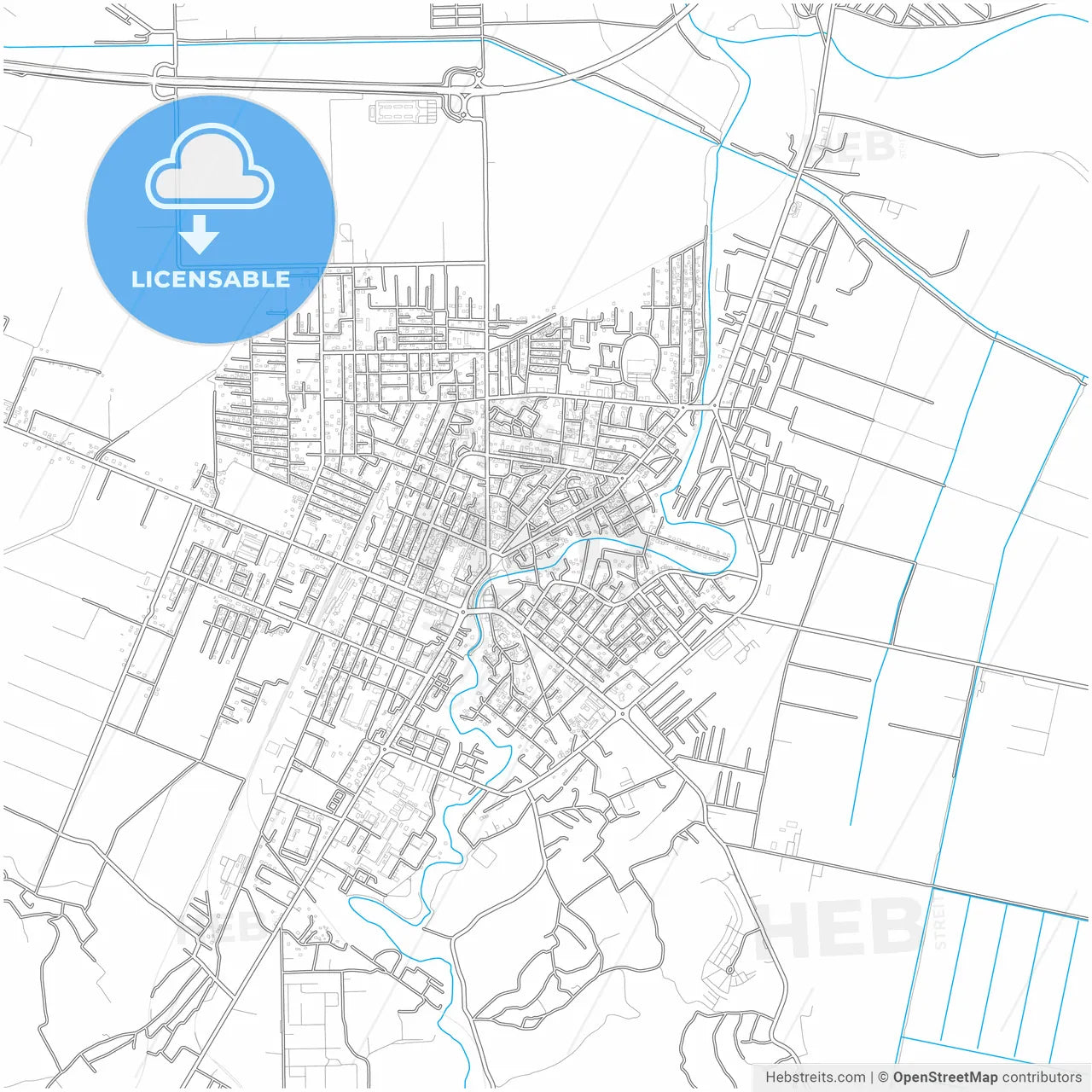 Fier, Albania, city map with high resolution roads.