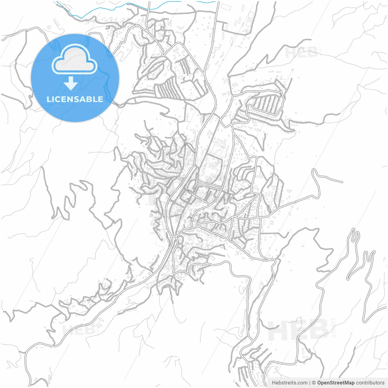 Ijevan, Tavush, Armenia, city map with high resolution roads.