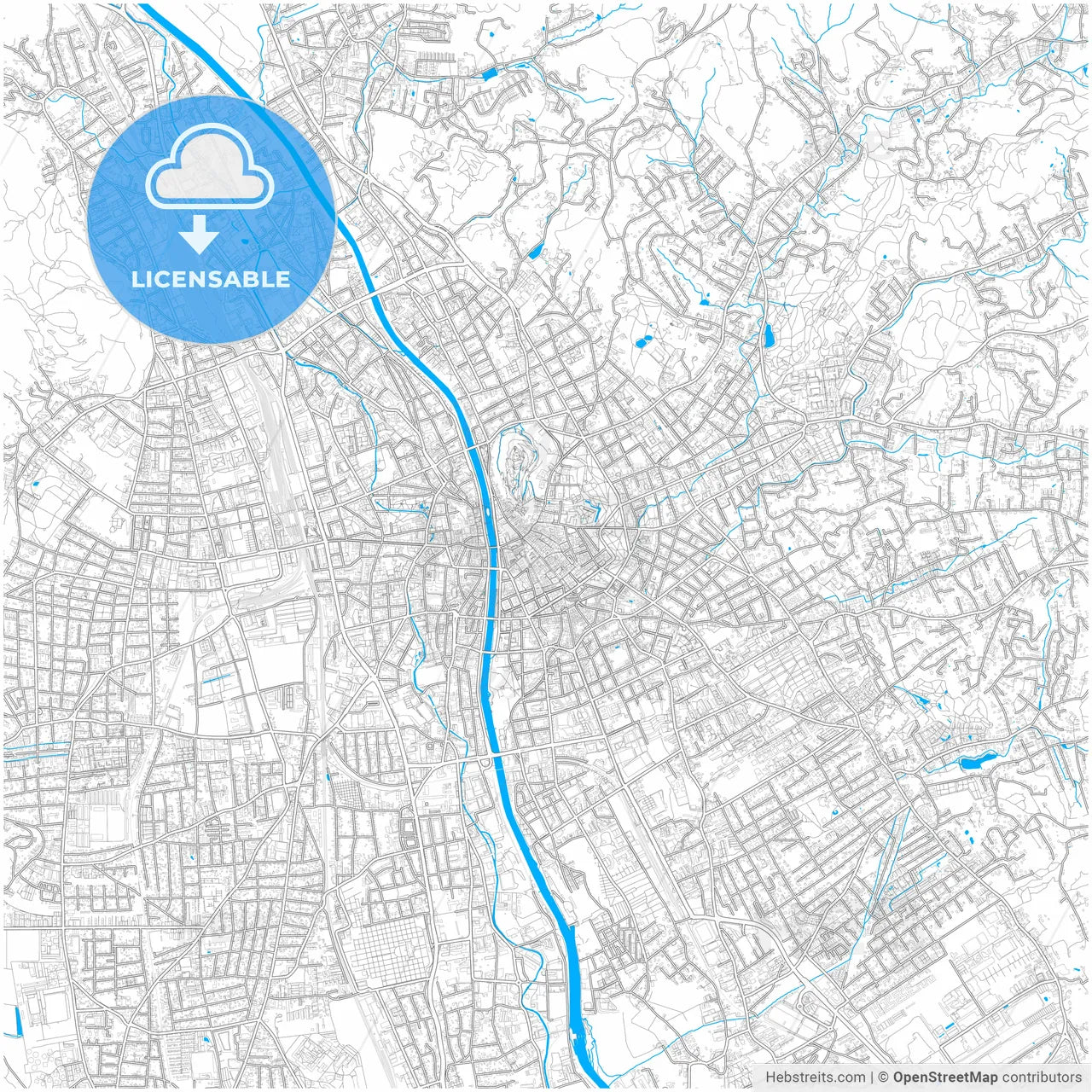 Graz, Styria, Austria, city map with high resolution roads.
