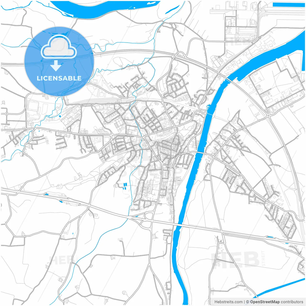 Enns, Upper Austria, Austria, city map with high resolution roads.
