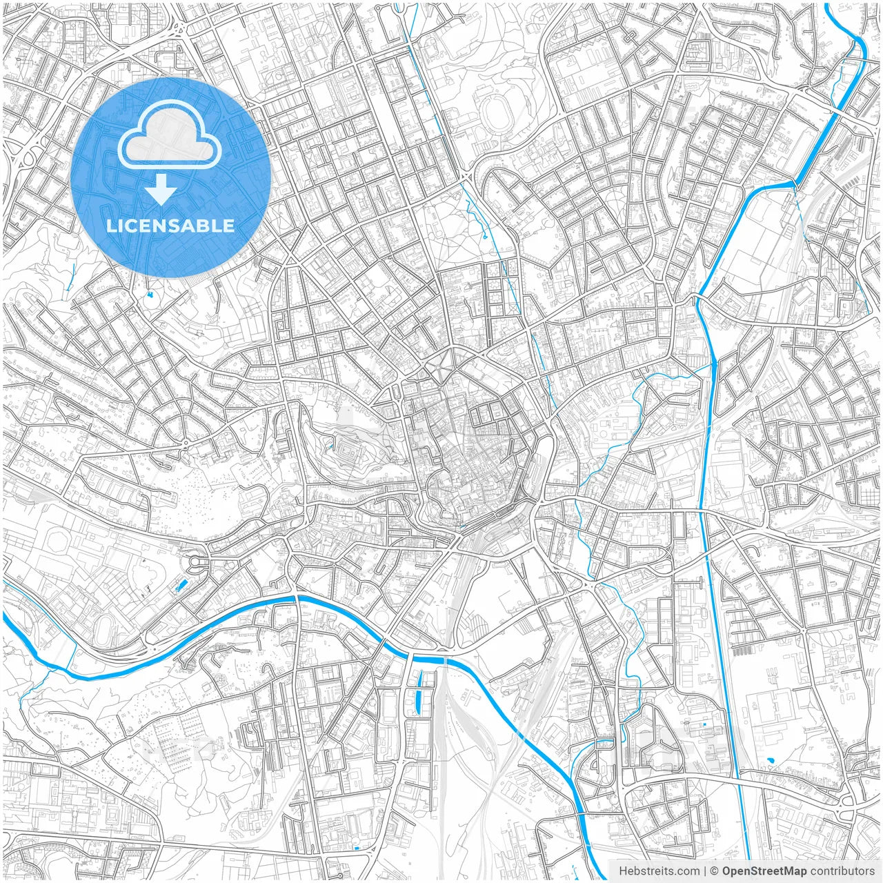 Brno, Czechia, city map with high resolution roads.