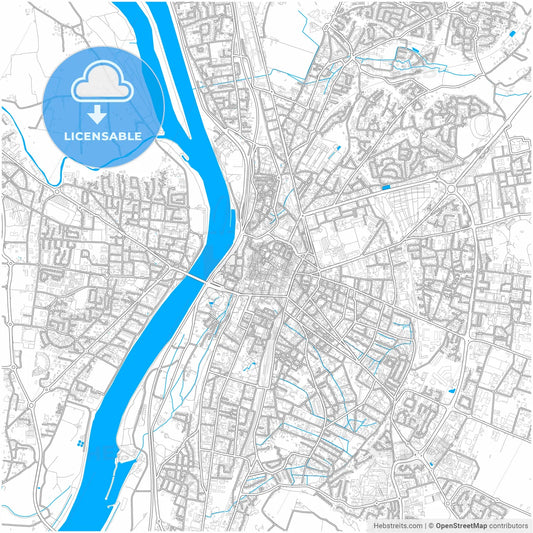 Valence, Drôme, France, city map with high resolution roads.