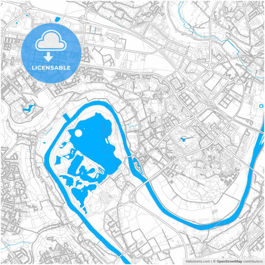 Cergy, Val-d Oise, France, city map with high resolution roads.