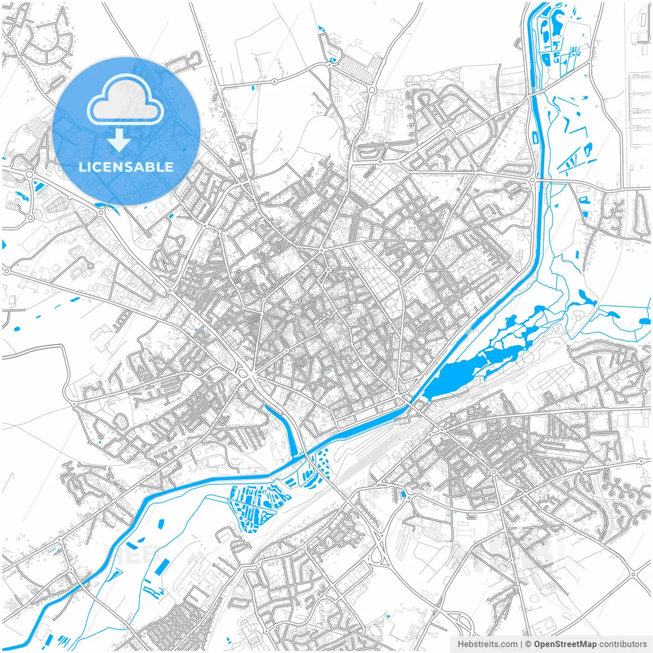 Saint-Quentin, Aisne, France, city map with high resolution roads.