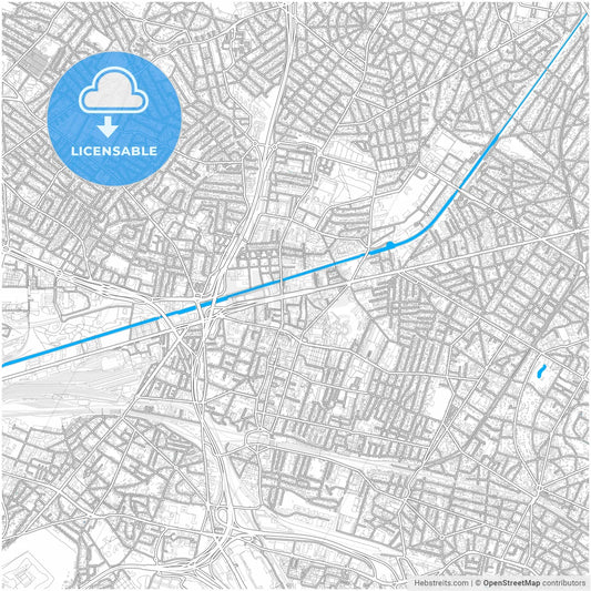 Bondy, Seine-Saint-Denis, France, city map with high resolution roads.