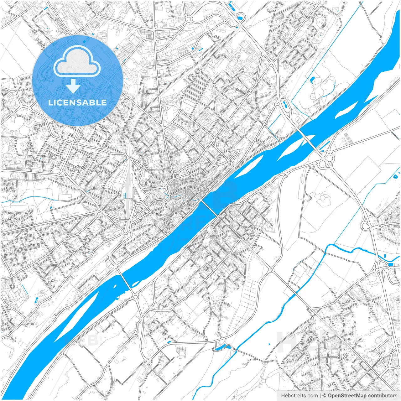 Blois, Loir-et-Cher, France, city map with high resolution roads.