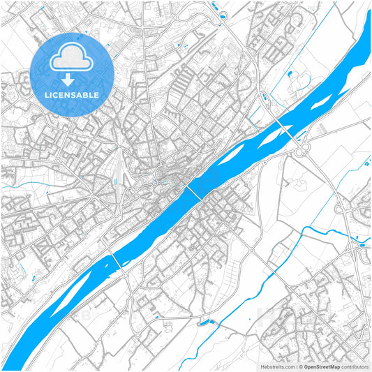 Blois, Loir-et-Cher, France, city map with high resolution roads.