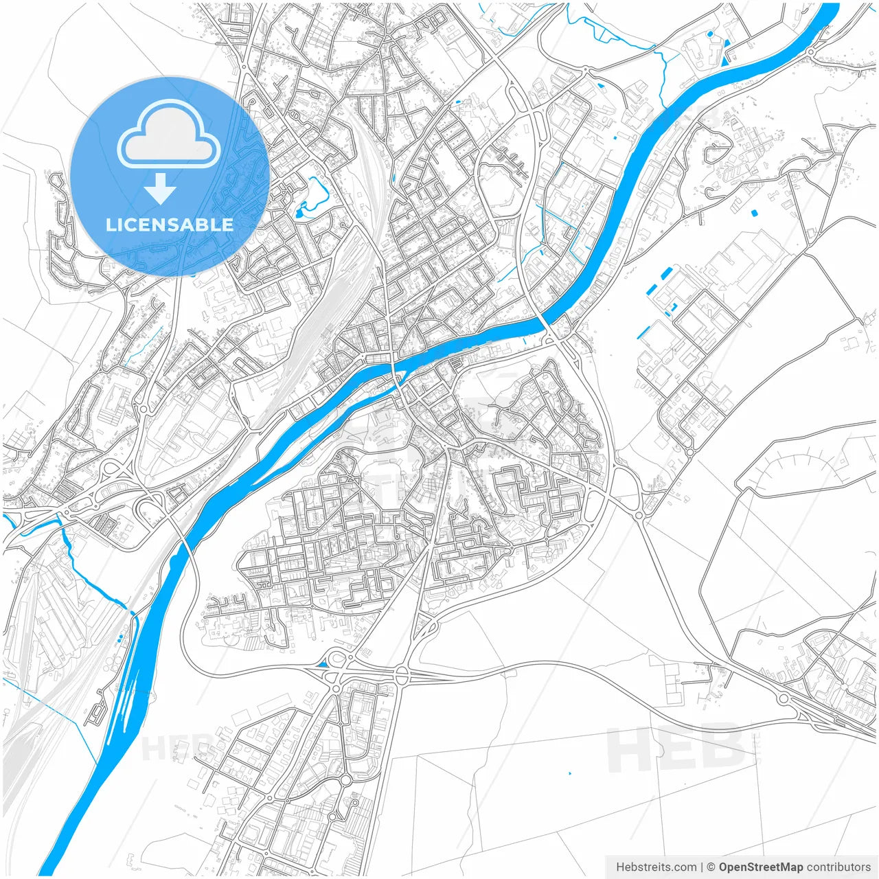 Creil, Oise, France, city map with high resolution roads.