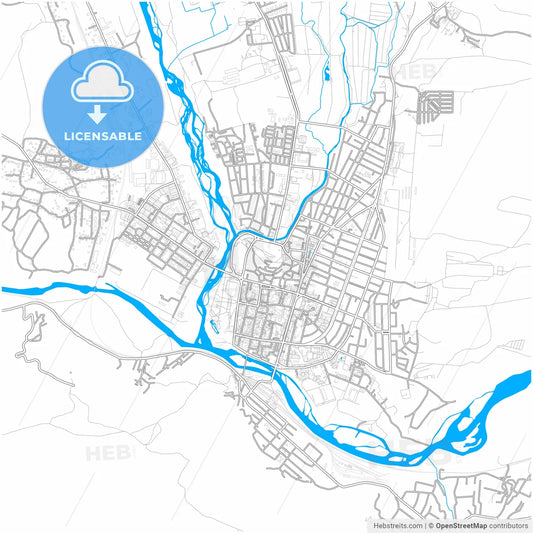 Gori, Shida Kartli, Georgia, city map with high resolution roads.