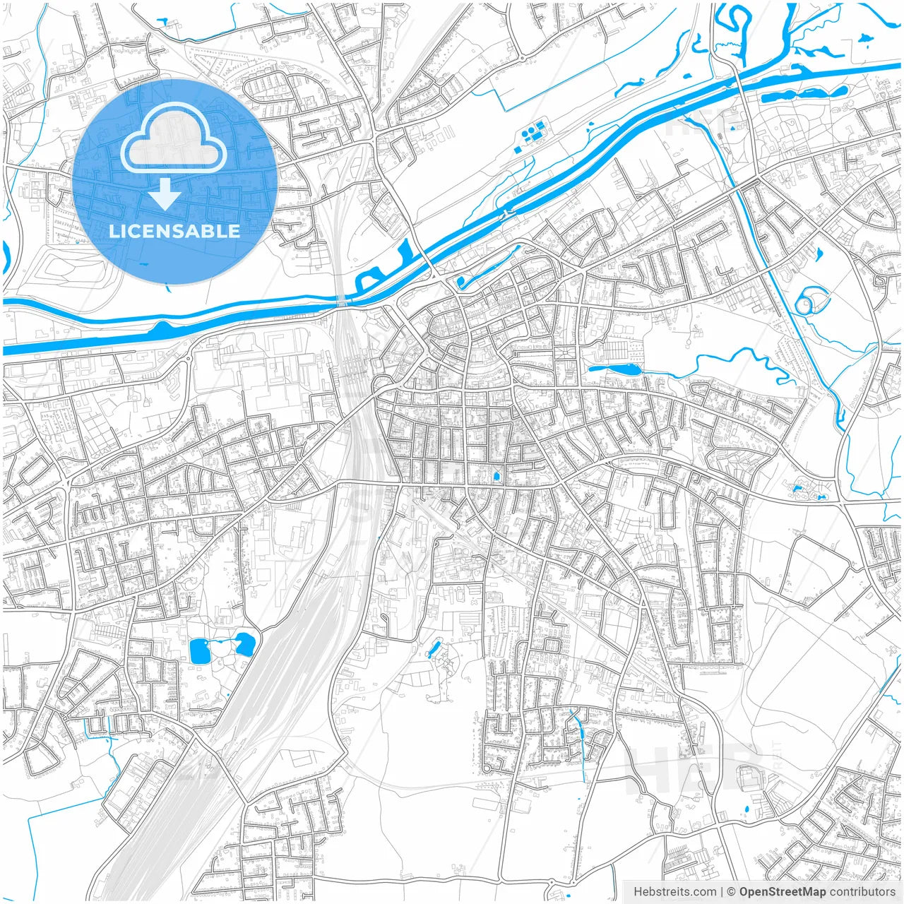 Hamm, North Rhine-Westphalia, Germany, city map with high resolution roads.